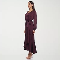 Premier Amour Womens Long Sleeve High-Low Maxi Dress