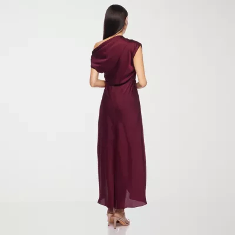 Premier Amour Womens Short Sleeve High-Low Fit + Flare Dress