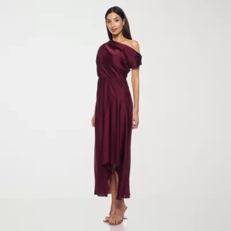 Premier Amour Womens Short Sleeve High-Low Fit + Flare Dress