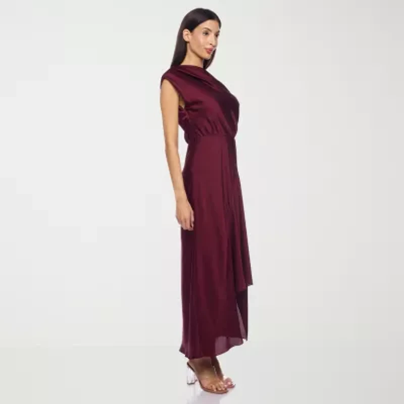 Premier Amour Womens Short Sleeve High-Low Fit + Flare Dress