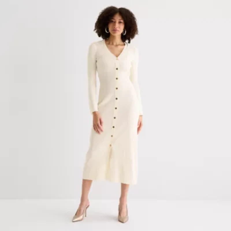 Maia Womens Long Sleeve Sweater Dress