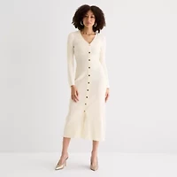 Maia Womens Long Sleeve Sweater Dress