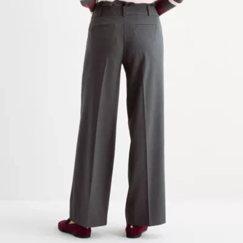 Liz Claiborne Audra Tailored Womens Wide Leg Mid Rise Trouser