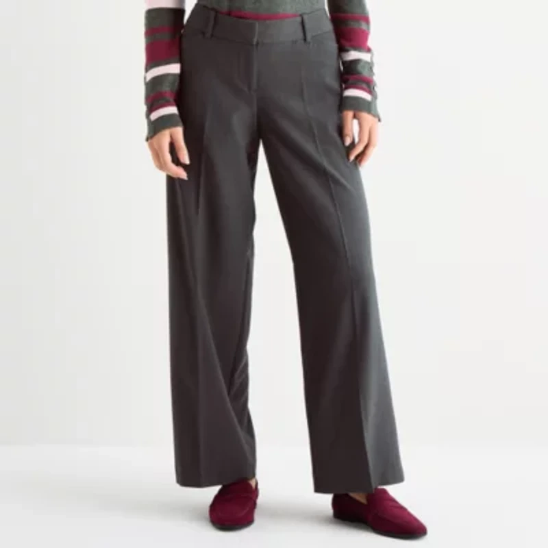 Liz Claiborne Audra Tailored Womens Wide Leg Mid Rise Trouser