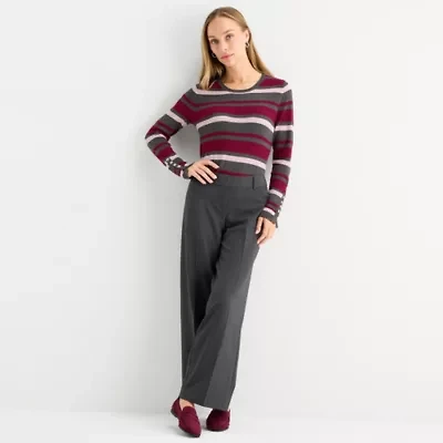 Liz Claiborne Audra Tailored Womens Wide Leg Mid Rise Trouser