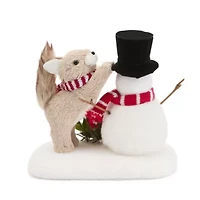 North Pole Trading Co. Sisal Squirrel Building Snowman Christmas Tabletop Decor