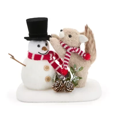 North Pole Trading Co. Sisal Squirrel Building Snowman Christmas Tabletop Decor