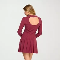 City Triangle Womens Juniors Long Sleeve Cut Outs Sweater Dress