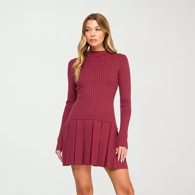City Triangle Womens Juniors Long Sleeve Cut Outs Sweater Dress