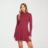 City Triangle Womens Juniors Long Sleeve Cut Outs Sweater Dress