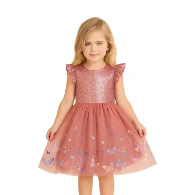 Lilt Little Girls Short Sleeve Flutter Tutu Dress