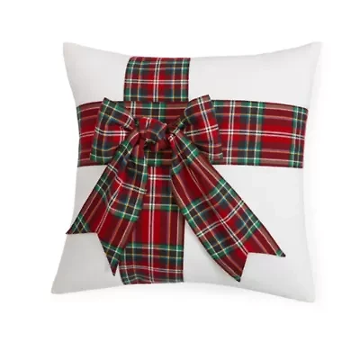 North Pole Trading Co. Plaid Bow Square Throw Pillow