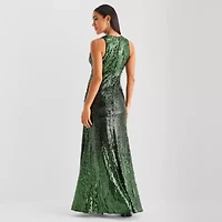 Bob Mackie Womens Sleeveless Sequin Evening Gown