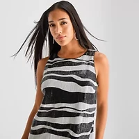 Bob Mackie Womens Sleeveless Sequin A-Line Dress