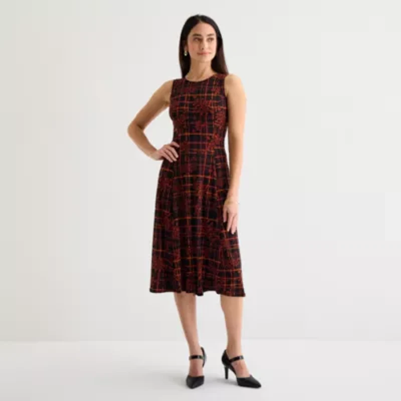 Danny & Nicole Womens Floral Midi Jacket Dress
