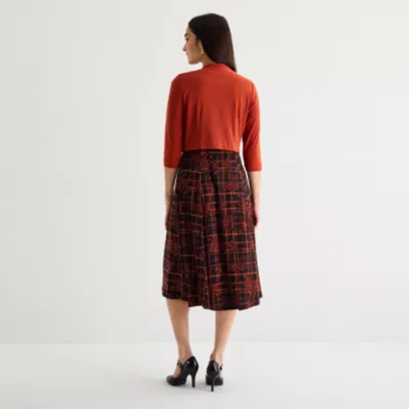 Danny & Nicole Womens Floral Midi Jacket Dress