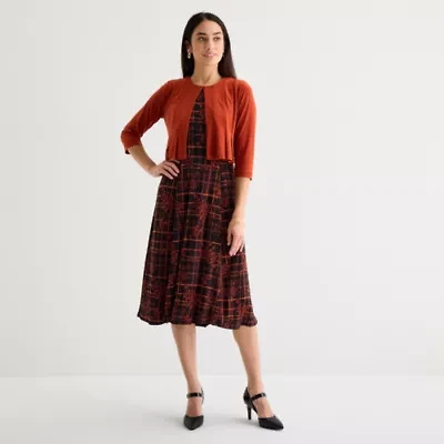 Danny & Nicole Womens Floral Midi Jacket Dress