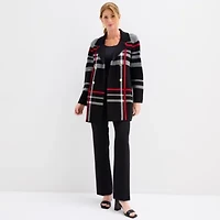 Black Label by Evan-Picone Womens Long Sleeve Open Front Cardigan