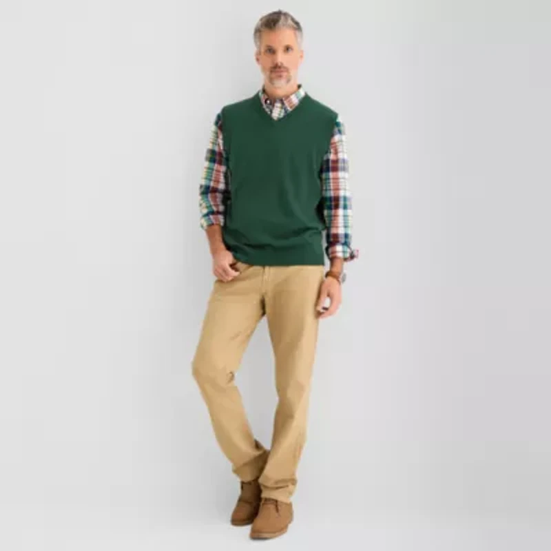 St. John's Bay Fine Gauge Mens V Neck Sweater Vest