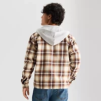 Arizona Mens Hooded Long Sleeve Regular Fit Flannel Shirt