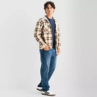 Arizona Mens Hooded Long Sleeve Regular Fit Flannel Shirt