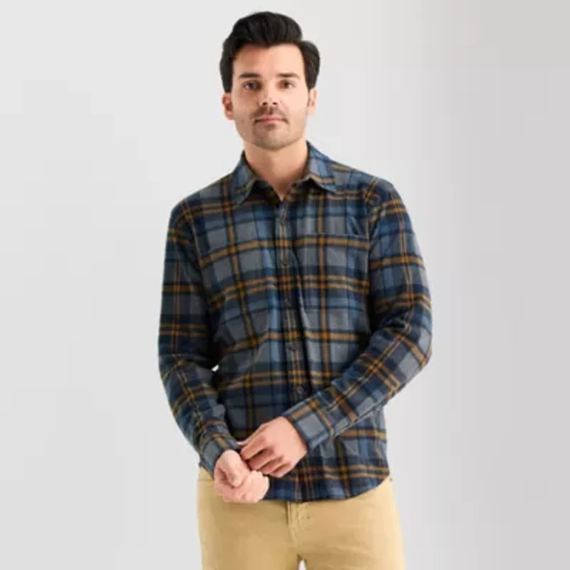 mutual weave Mens Long Sleeve Button-Down Shirt