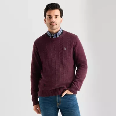 U.S. Polo Assn. Striped Mens Crew Neck Long Sleeve Pullover Sweater