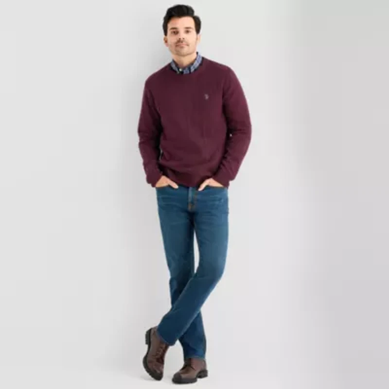 U.S. Polo Assn. Striped Mens Crew Neck Long Sleeve Pullover Sweater