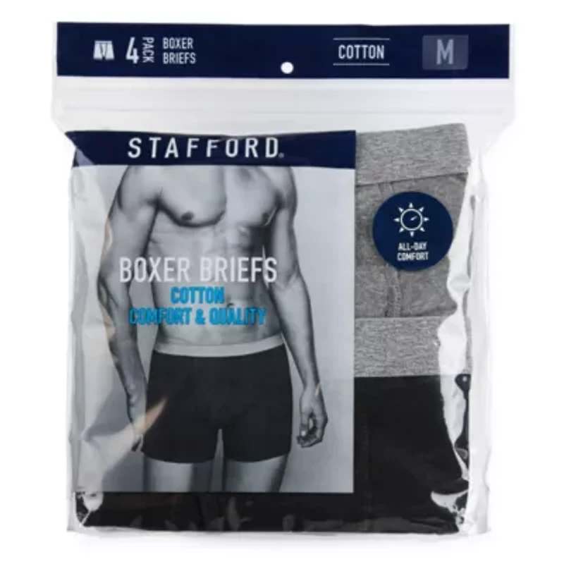 Stafford Cotton Mens Big and Tall 4 Pack Boxer Briefs 302866