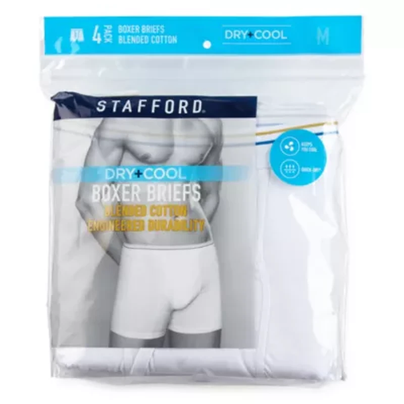 Stafford Dry + Cool Mens 4 Pack Boxer Briefs 302869
