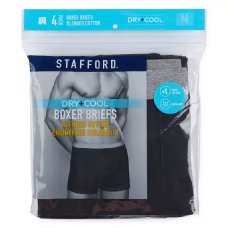 Stafford Dry + Cool Mens Big and Tall 4 Pack Boxer Briefs 302869