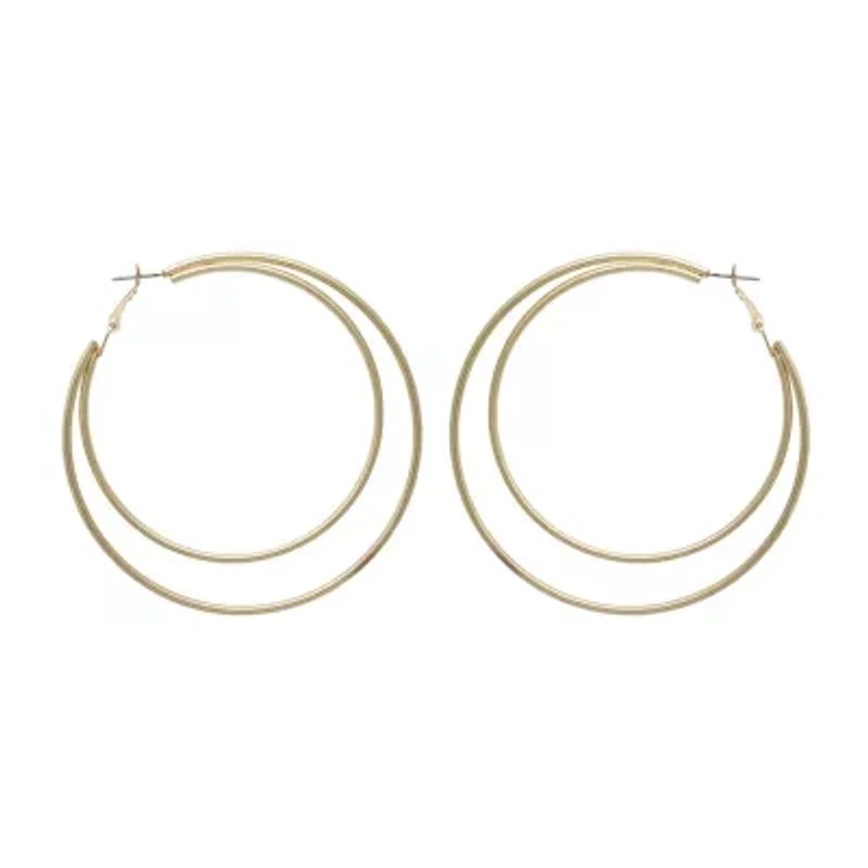 Bold Elements Thin Double Womens 79mm Hoop Earrings