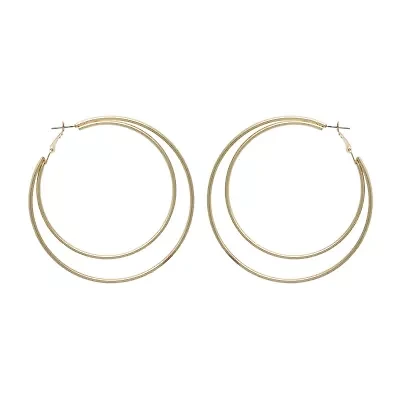 Bold Elements Thin Double Womens 79mm Hoop Earrings