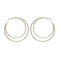 Bold Elements Thin Double Womens 79mm Hoop Earrings