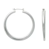 Bold Elements Silver Tone Tube Womens 80mm Hoop Earrings