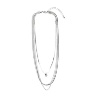 Bold Elements Silver Tone Three Row Womens 15 Inch Cable Chain Necklace
