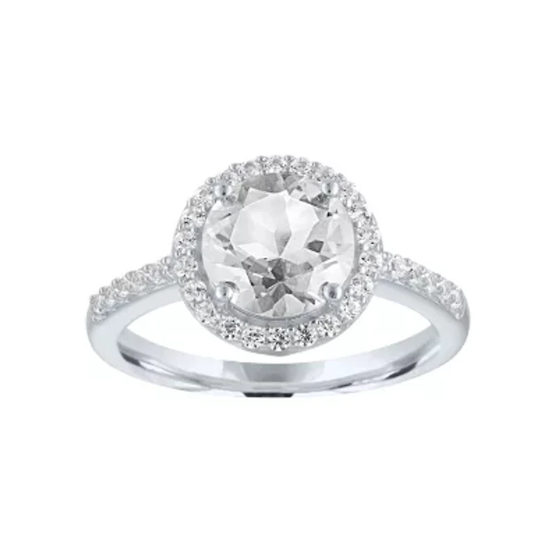 Womens Lab Created White Sapphire Sterling Silver Cocktail Ring