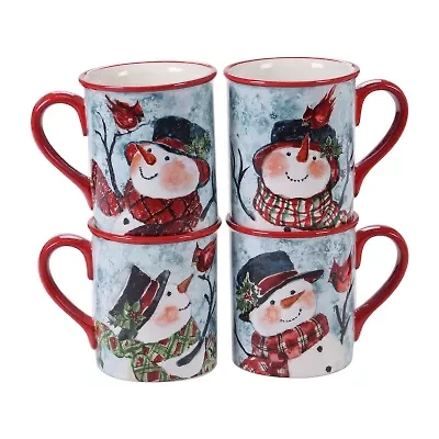 Certified International Watercolor Snowman 4-pc. Holiday Coffee Mug