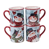 Certified International Watercolor Snowman 4-pc. Holiday Coffee Mug