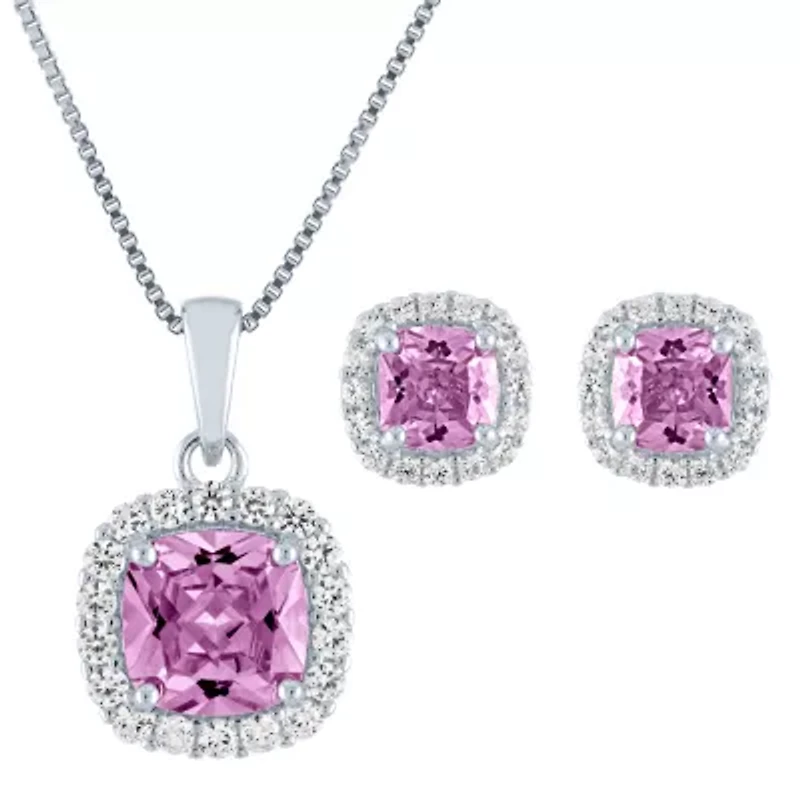 Womens Lab Created Pink Sapphire Sterling Silver Jewelry Set