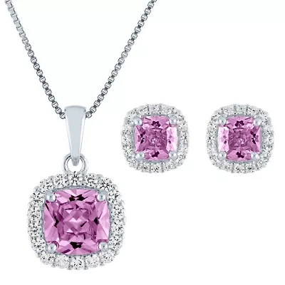 Womens Lab Created Pink Sapphire Sterling Silver Jewelry Set