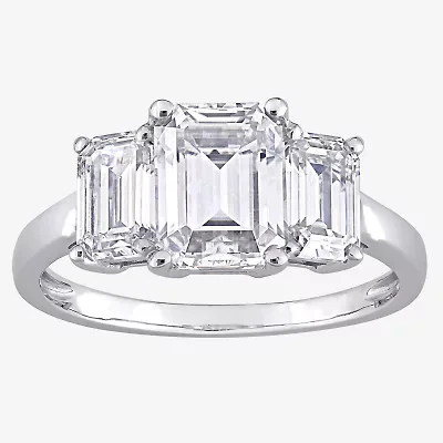 Womens 2 3/4 CT. T.W. Lab Created White Moissanite 10K Gold 3-Stone Engagement Ring