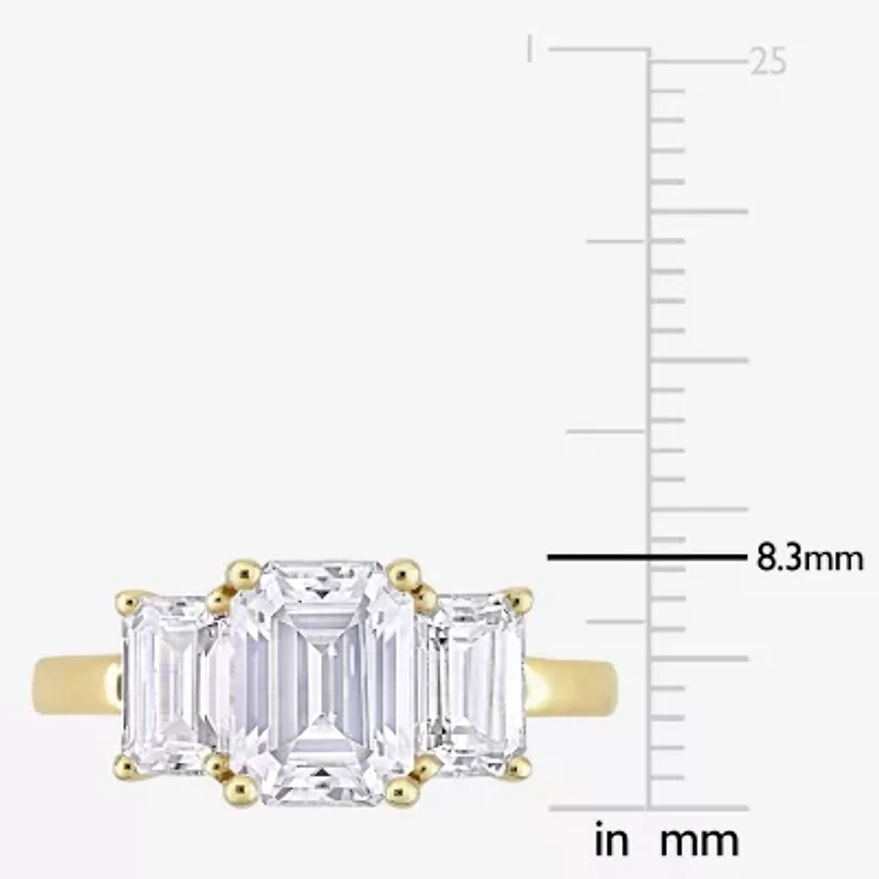 Womens 3/ CT. T.W. Lab Created White Moissanite 10K Gold 3-Stone Engagement Ring