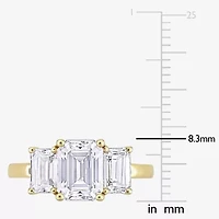 Womens 3/ CT. T.W. Lab Created White Moissanite 10K Gold 3-Stone Engagement Ring