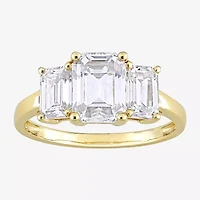 Womens 3/ CT. T.W. Lab Created White Moissanite 10K Gold 3-Stone Engagement Ring