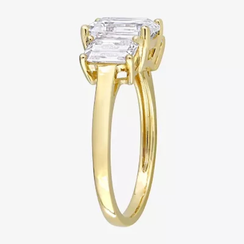 Womens 3/ CT. T.W. Lab Created White Moissanite 10K Gold 3-Stone Engagement Ring