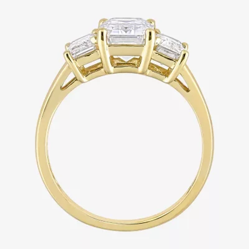 Womens 3/ CT. T.W. Lab Created White Moissanite 10K Gold 3-Stone Engagement Ring