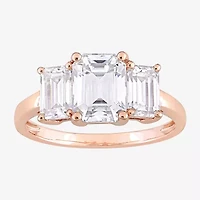 Womens 2 3/4 CT. T.W. Lab Created White Moissanite 10K Rose Gold 3-Stone Engagement Ring