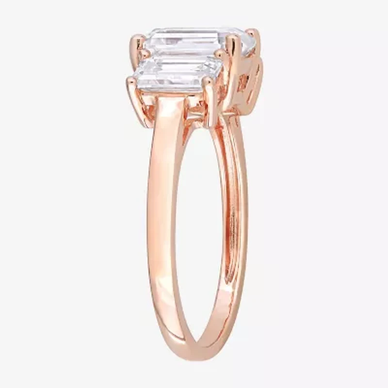 Womens 2 3/4 CT. T.W. Lab Created White Moissanite 10K Rose Gold 3-Stone Engagement Ring