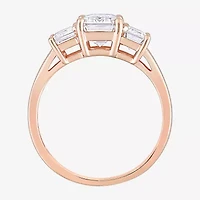 Womens 2 3/4 CT. T.W. Lab Created White Moissanite 10K Rose Gold 3-Stone Engagement Ring